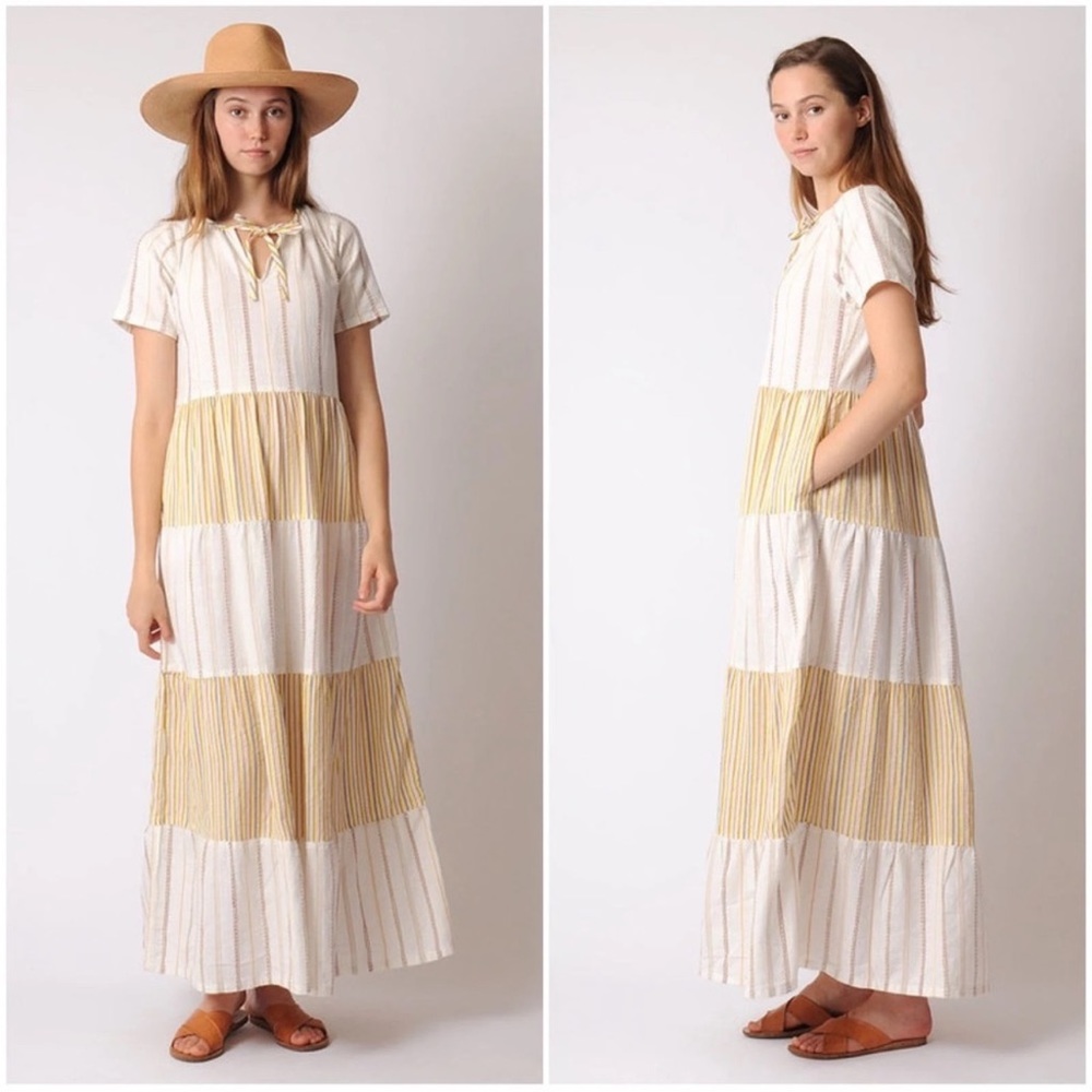 Ace & Jig Haze Maxi Dress In Ambrosia Canyon White Cream Pockets Cotton Sz XS - Picture 1 of 8
